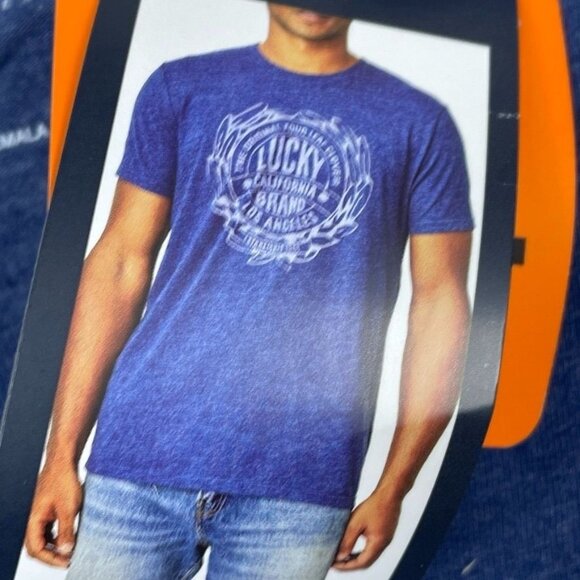 Lucky Brand Mens Graphic Tee XXL Made In Guatemala Blue a0270 - Picture 2 of 9